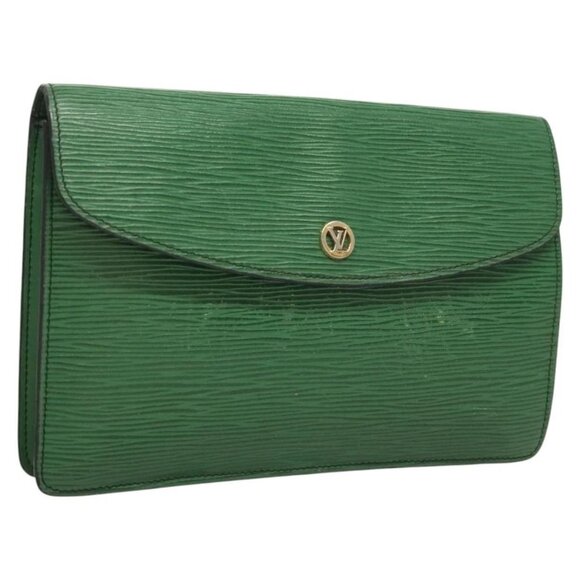 LOUIS VUITTON Epi Montaigne 23 Clutch Bag Green - Picture 1 of 16